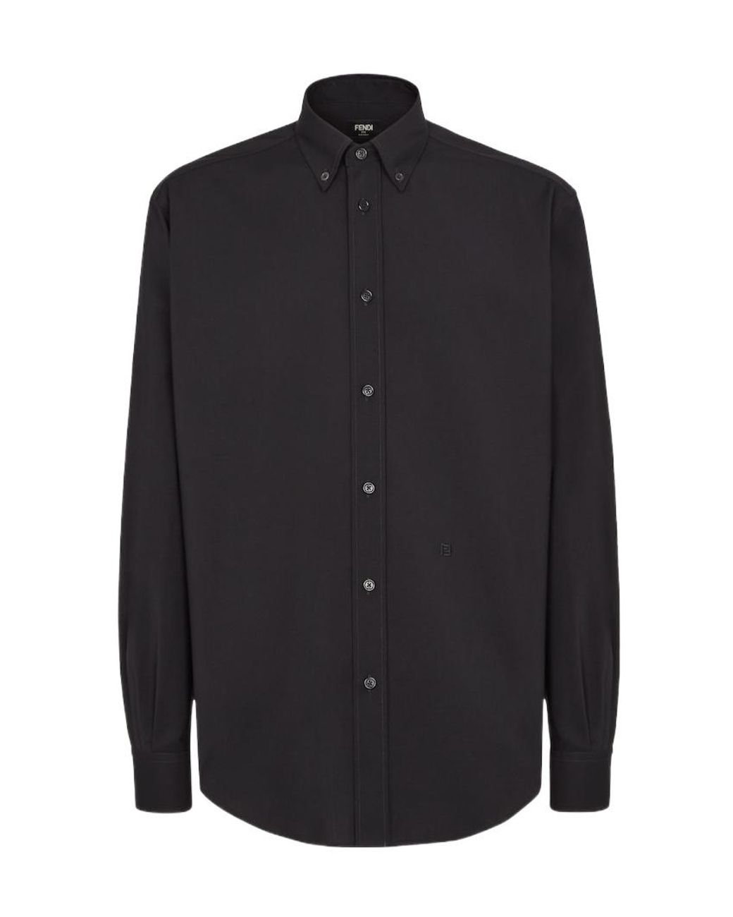 Fendi Blue Gg Logo Embroidered Buttoned Shirt for men