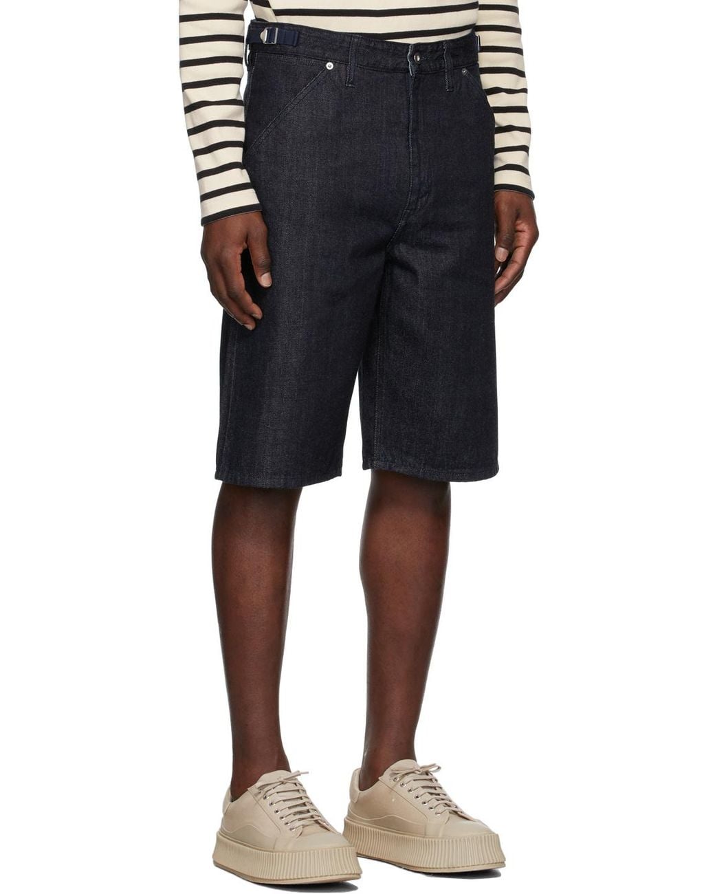 Jil Sander Black Wide-Leg Denim Shorts for men
