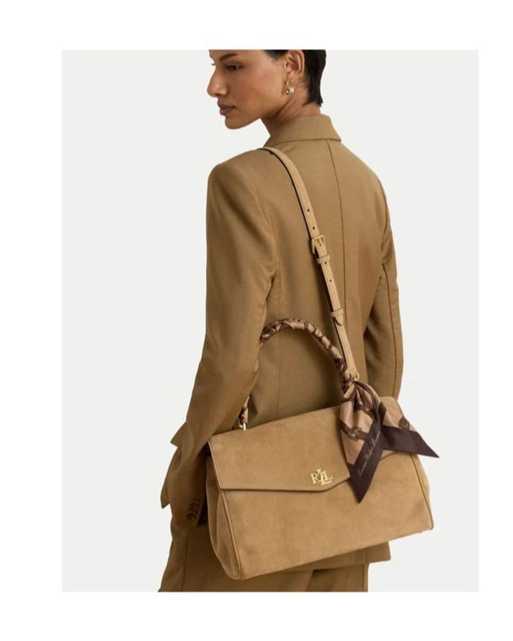 Ralph Lauren Brown Small Farrah Suede Tote Bag