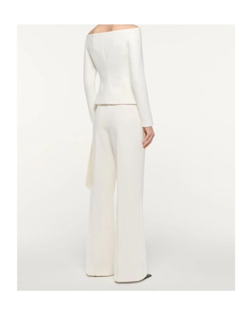 Roland Mouret White Cream Off-Shoulder Draped Jacket