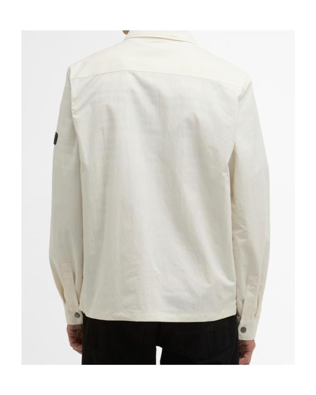 Barbour White Zippered Long-Sleeved Casual Jacket for men