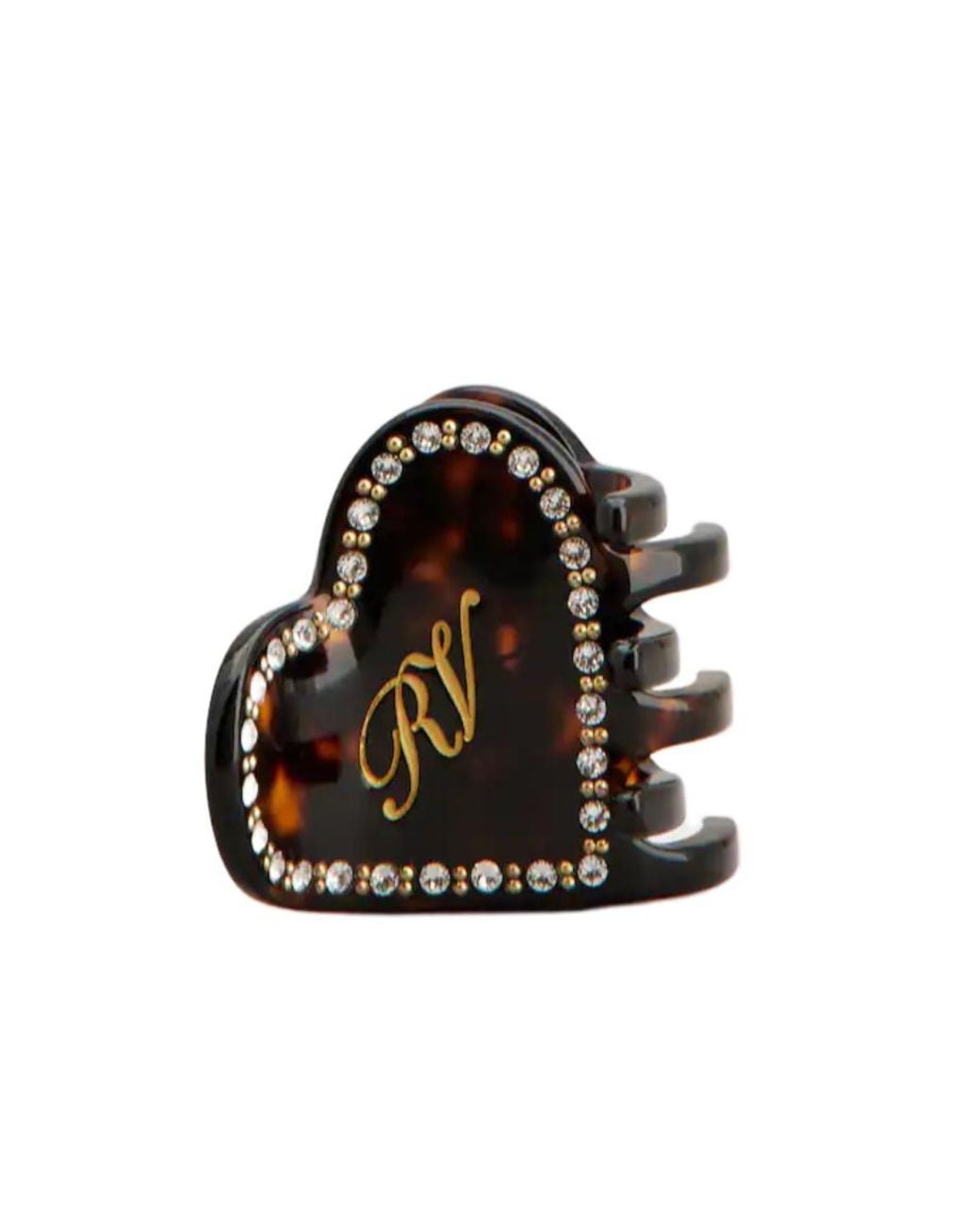 Roger Vivier Black Heart-Shaped Crystal-Embellished Hair Clip
