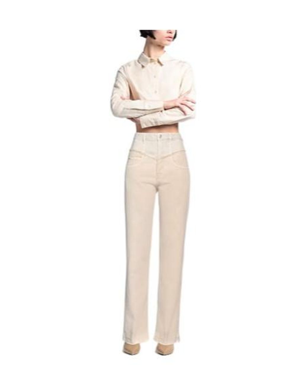 Isabel Marant Natural High-Waisted Straight-Leg Jeans