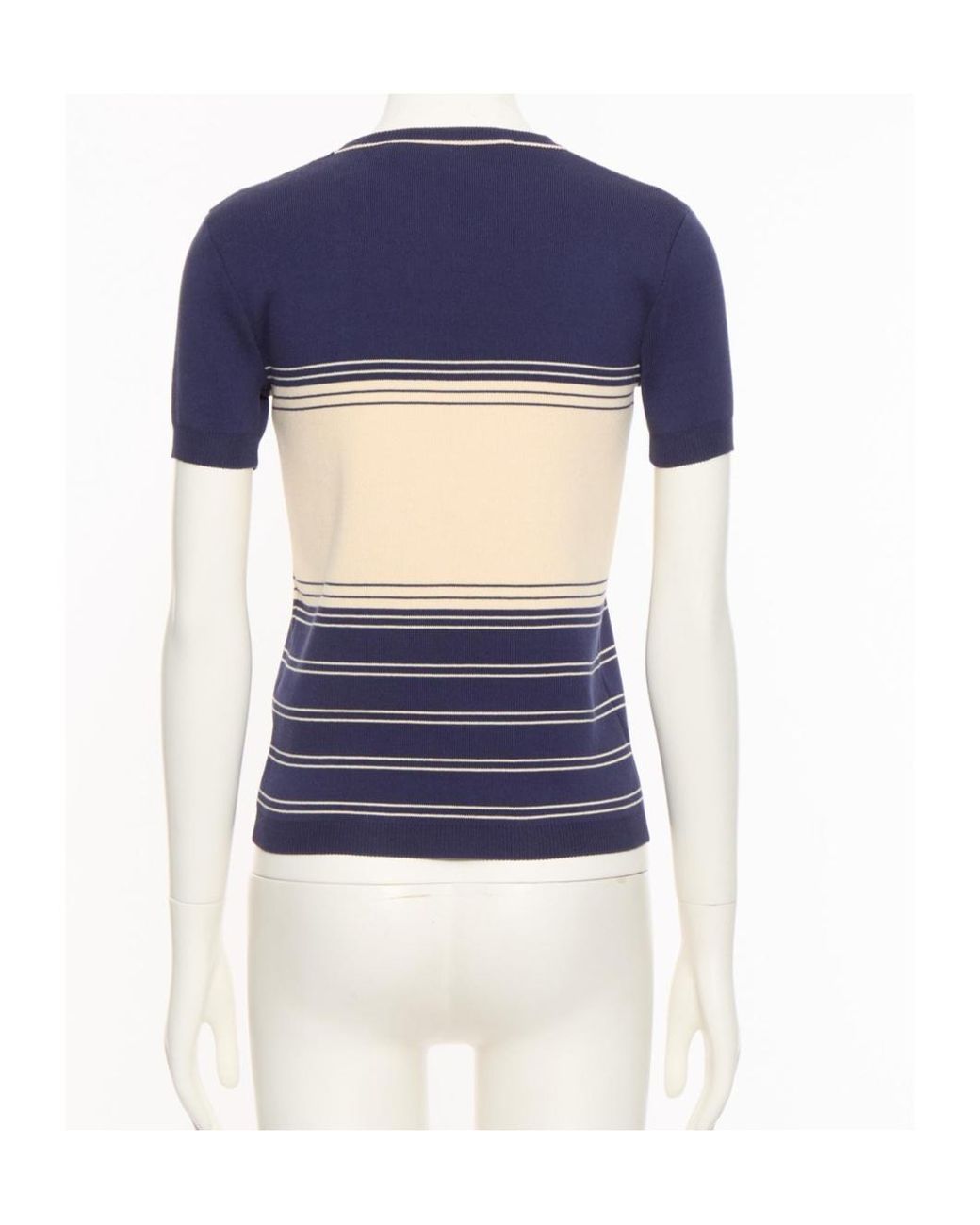Valentino Blue Stripe Detailed Crewneck Top