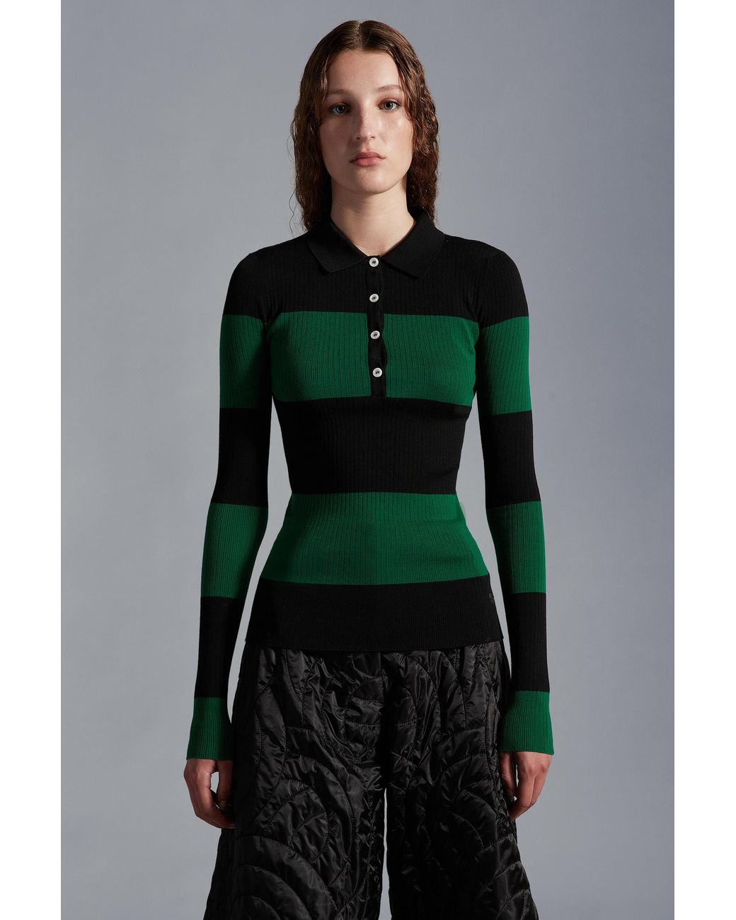 Moncler Green Wool Polo Shirt