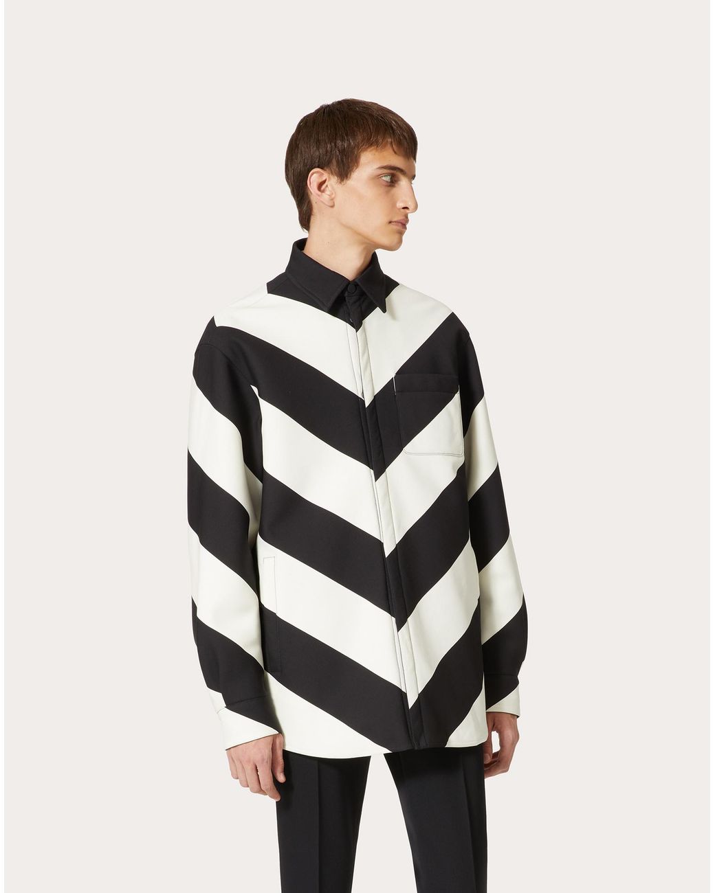 Valentino Blue Chevron-Striped Shirt for men