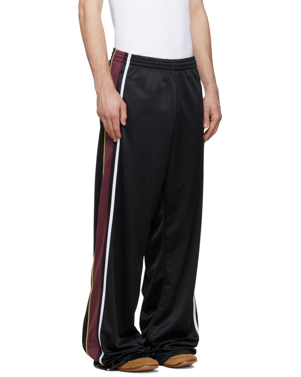 Martine Rose Black Wide Leg Trackpants Stripe Detail for men