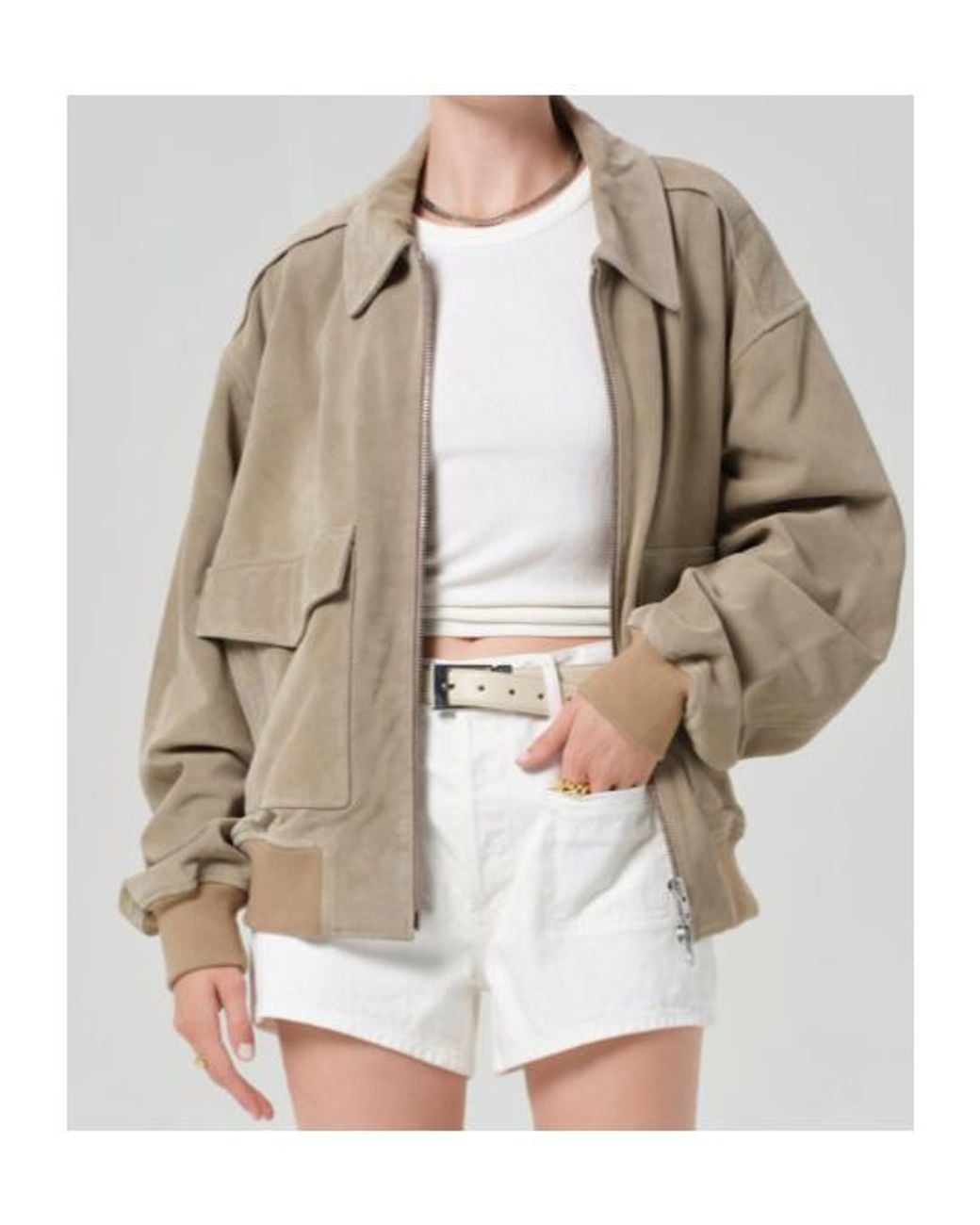 Citizens of Humanity Natural Vivienne Collared Patch-Pocket Jacket
