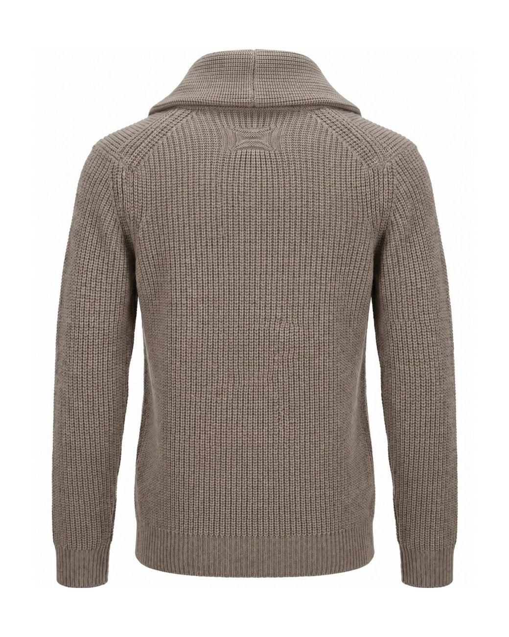 Drumohr Gray Ribbed-Knit Shawl-Collar Sweater for men