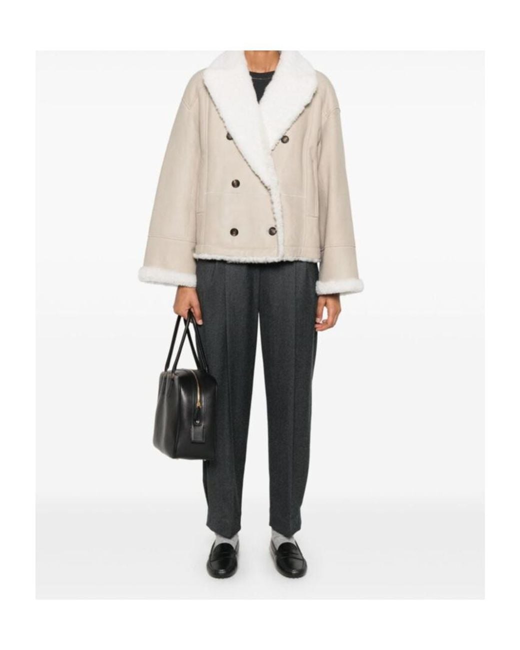 Brunello Cucinelli Gray Pleated Tailored Trousers