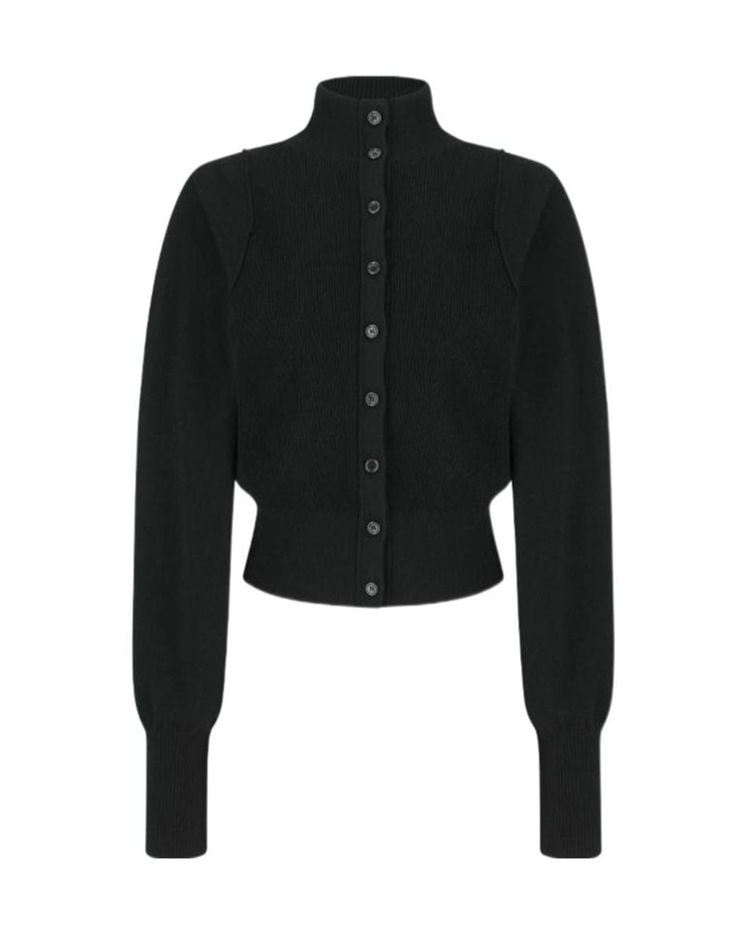 Amomento Black Button-Front Knit Cardigan