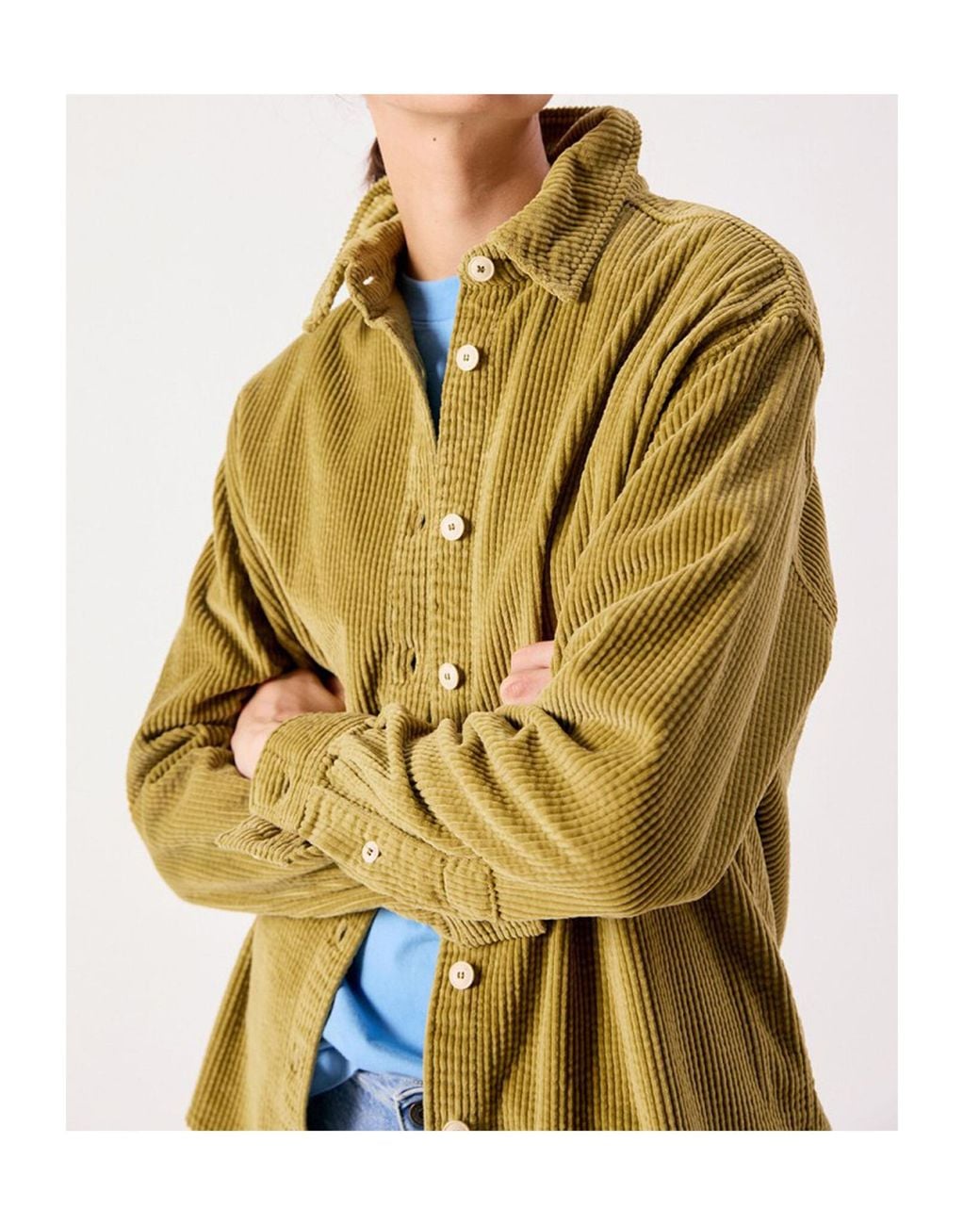 American Vintage Green Oversized Corduroy Shirt