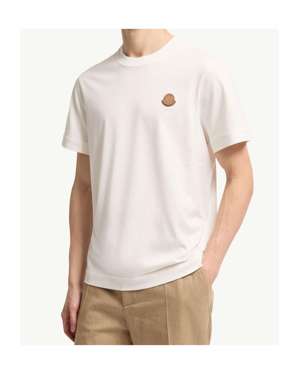 Moncler White Logo Patch Crewneck T-Shirt for men