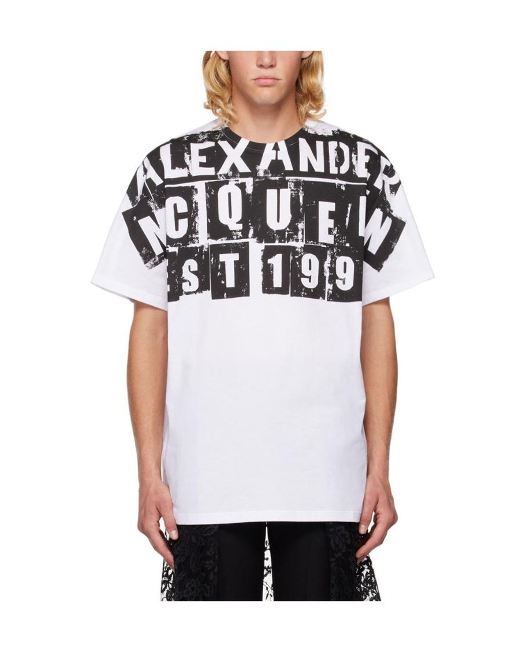 McQueen Black Logo Printed Crewneck T-Shirt for men