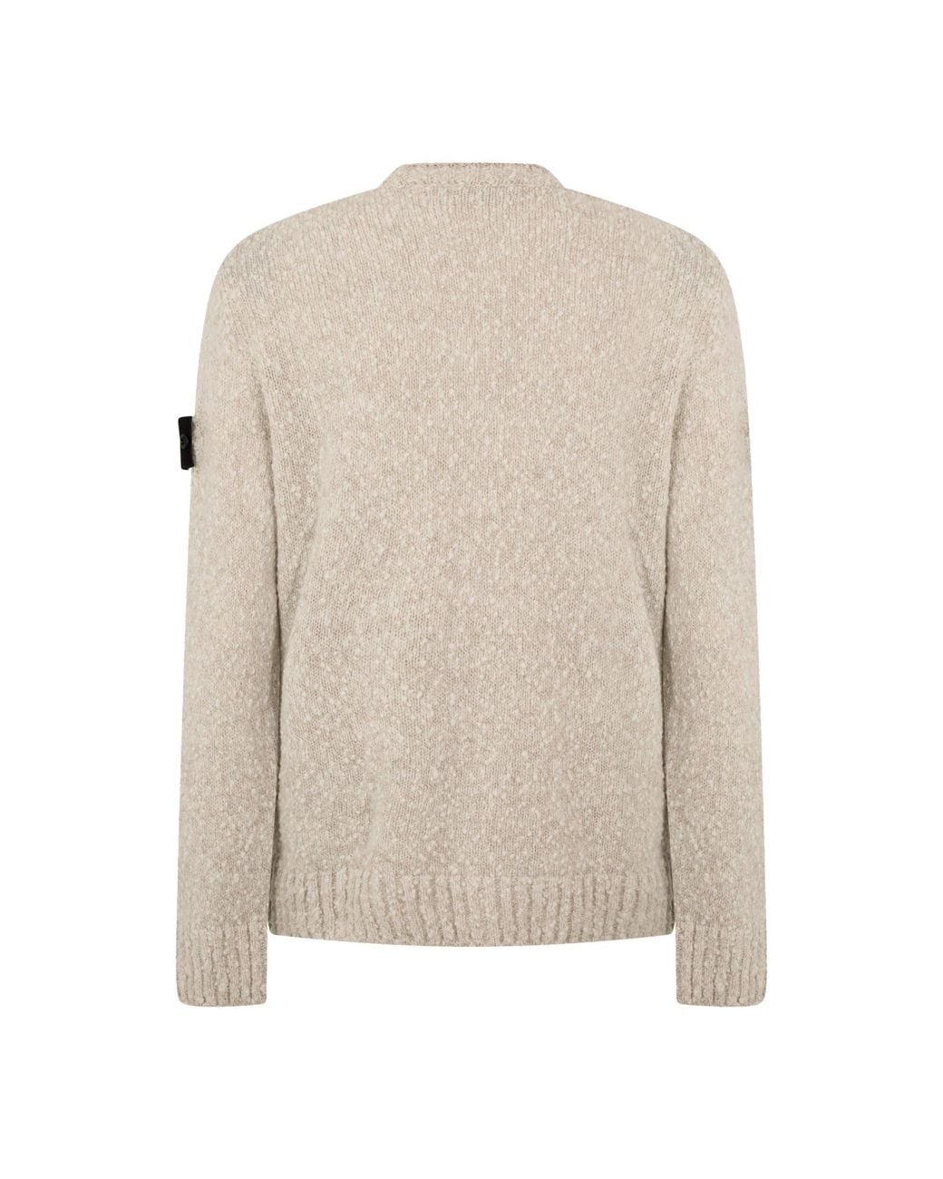 Stone Island Natural Crew Neck Textured Knit Sweater for men