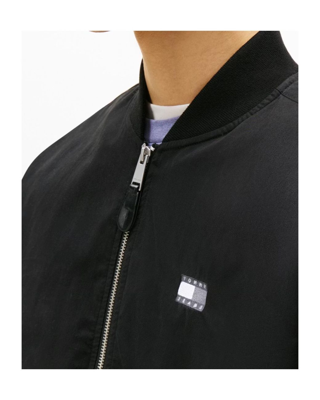 Tommy Hilfiger Black Cotton Bomber Jacket for men