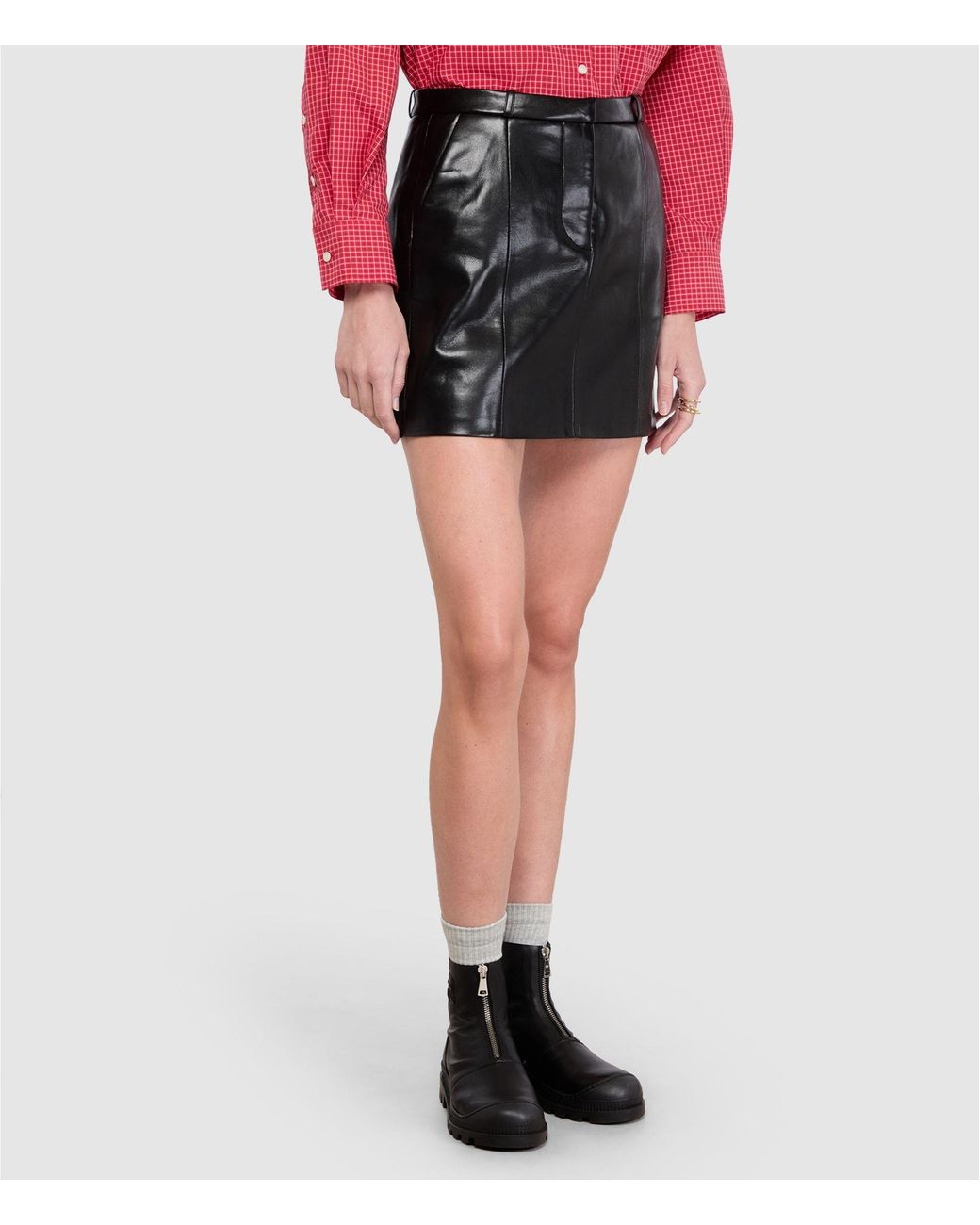Anine Bing Black Belt-Loop Skirt