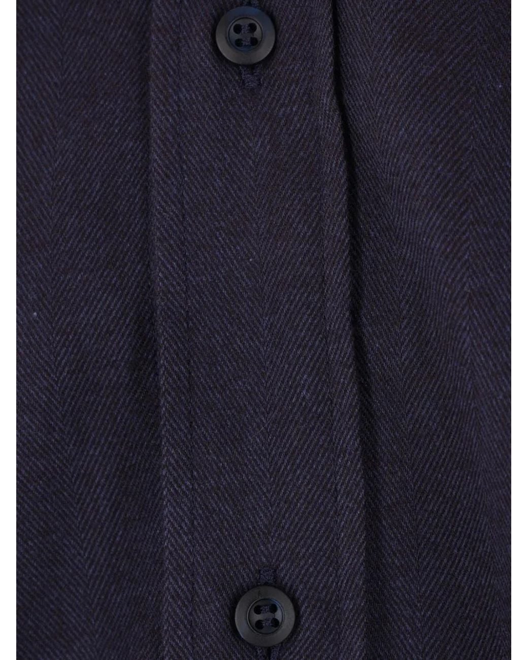 Brunello Cucinelli Blue Long-Sleeved Buttoned Shirt for men