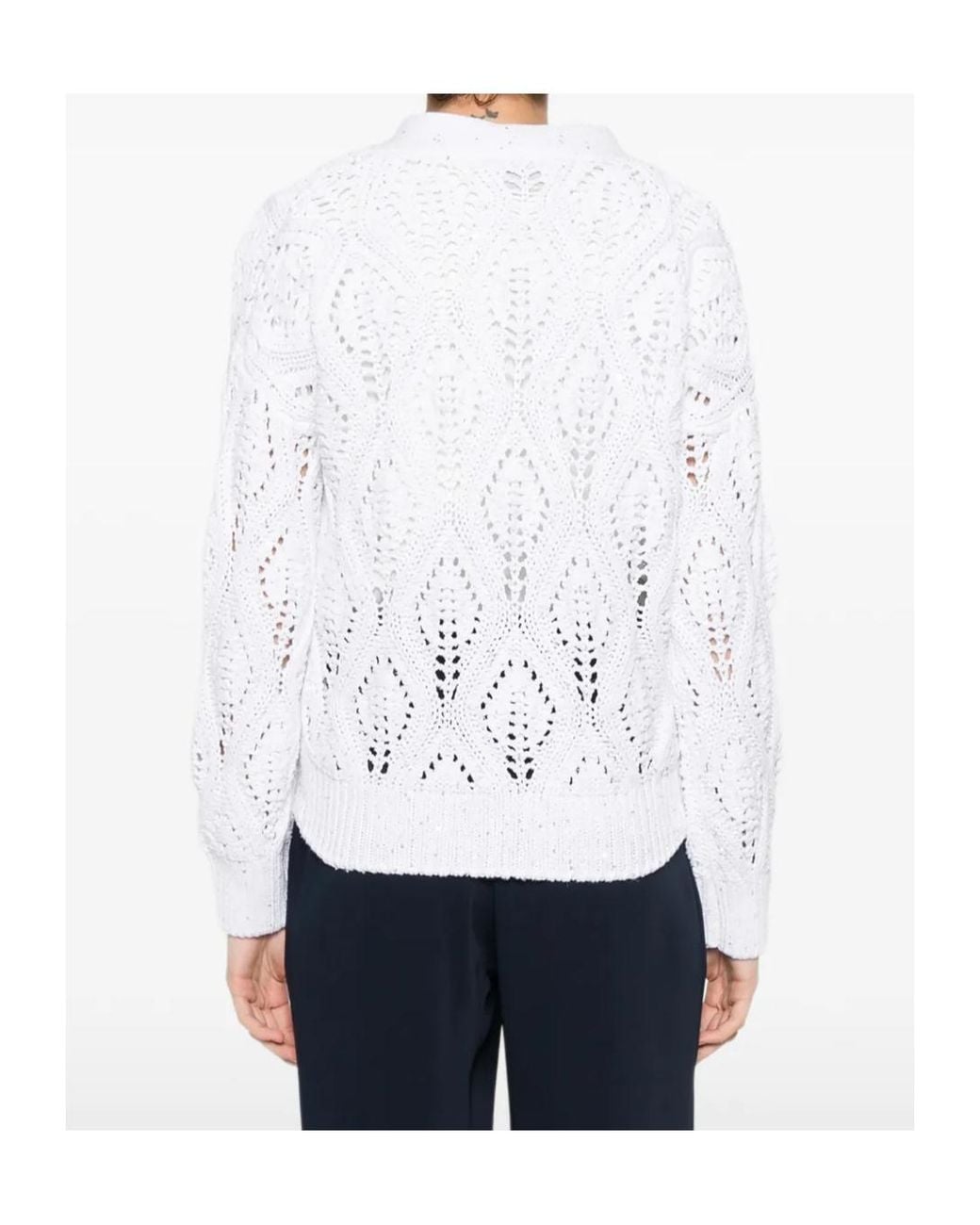 Eleventy White Button Knit Cardigan