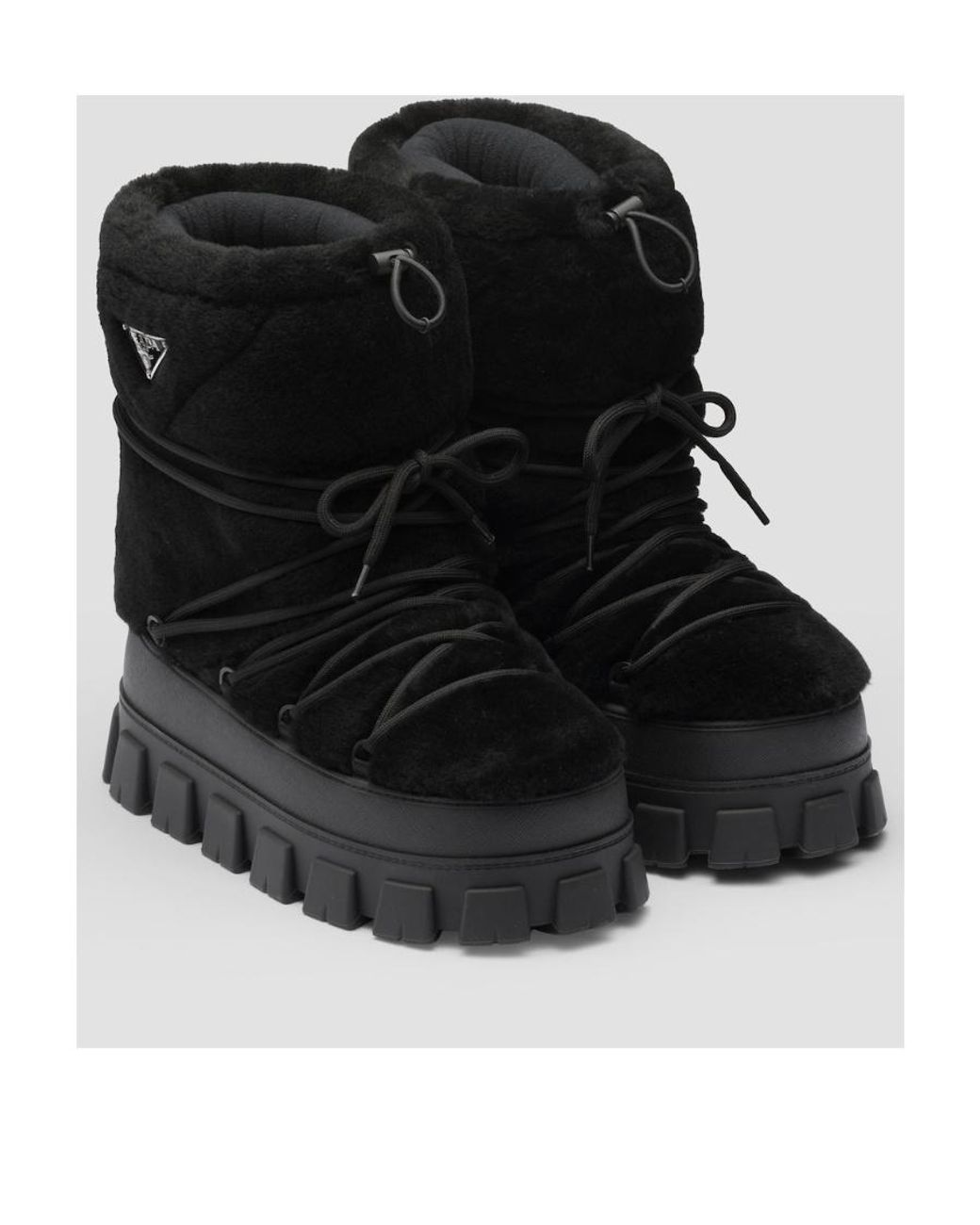 Prada Black Logo Plaque Ankle Boots for men
