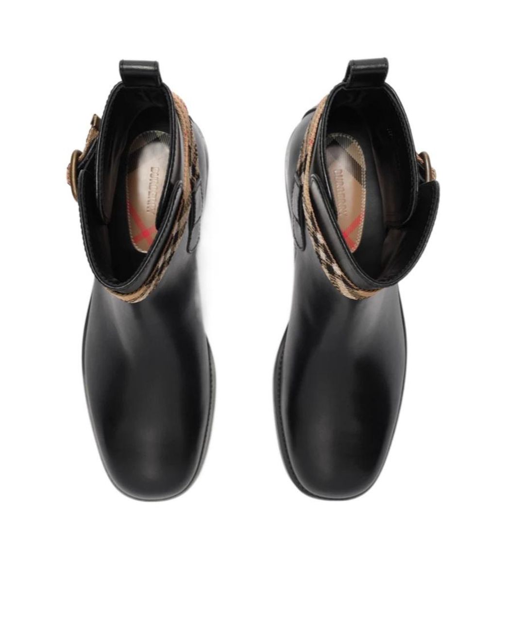 Burberry Black Huntley Check-Strap Ankle Boots