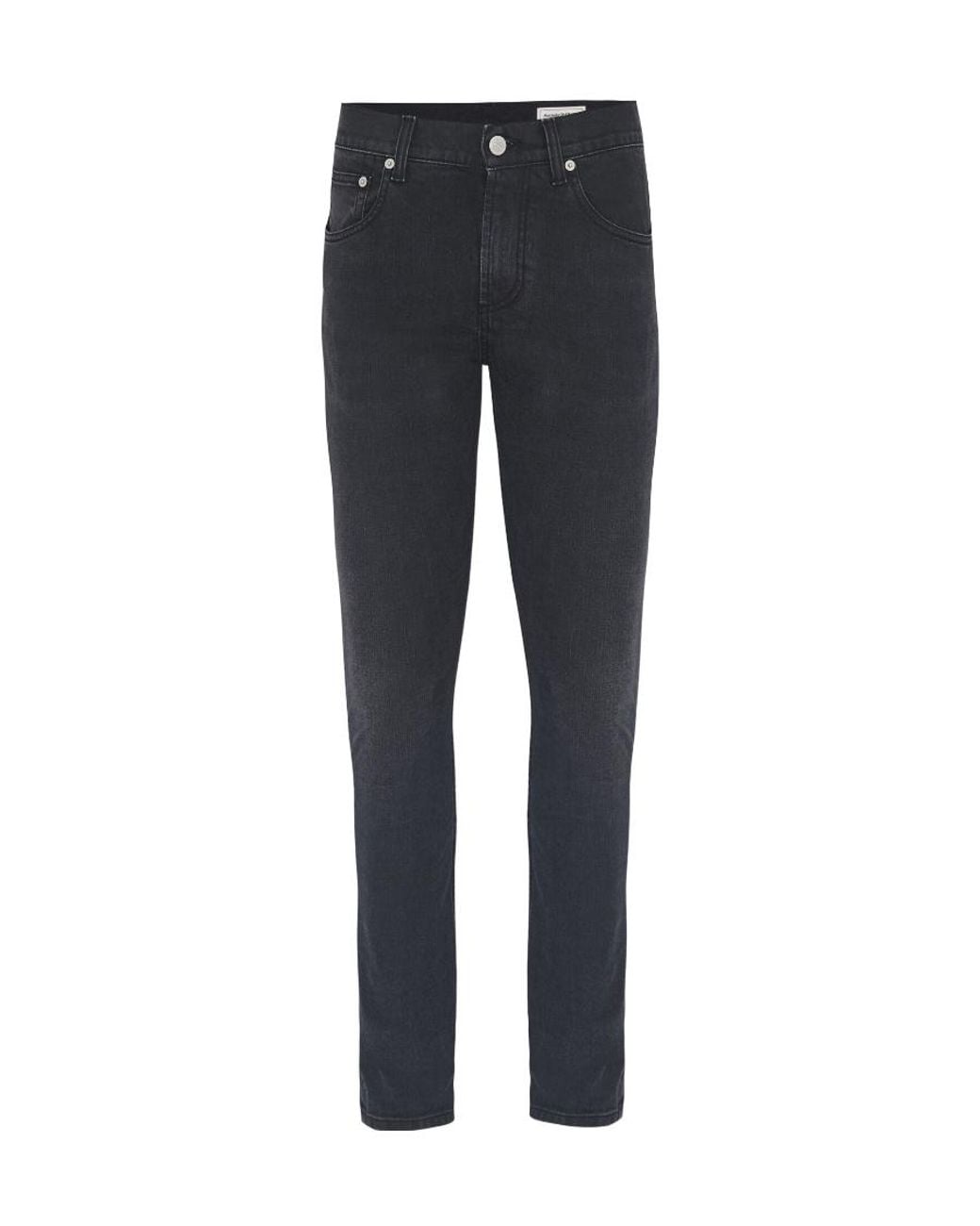 McQueen Blue Logo Embroidered Jeans for men