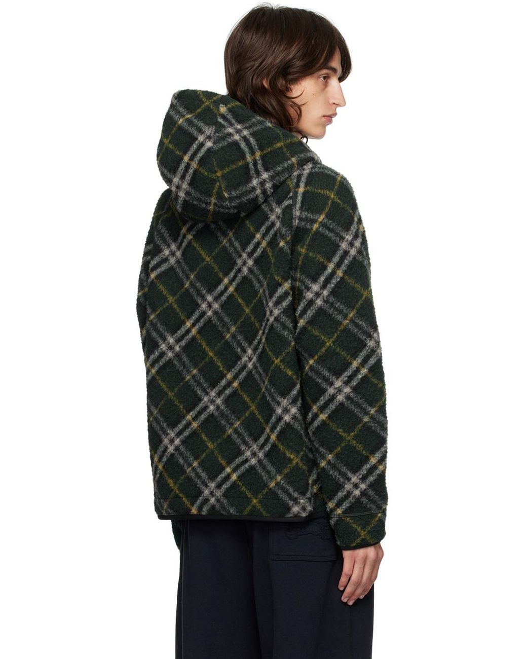 Burberry Black Checked Hooded Zip-Up Jacket for men