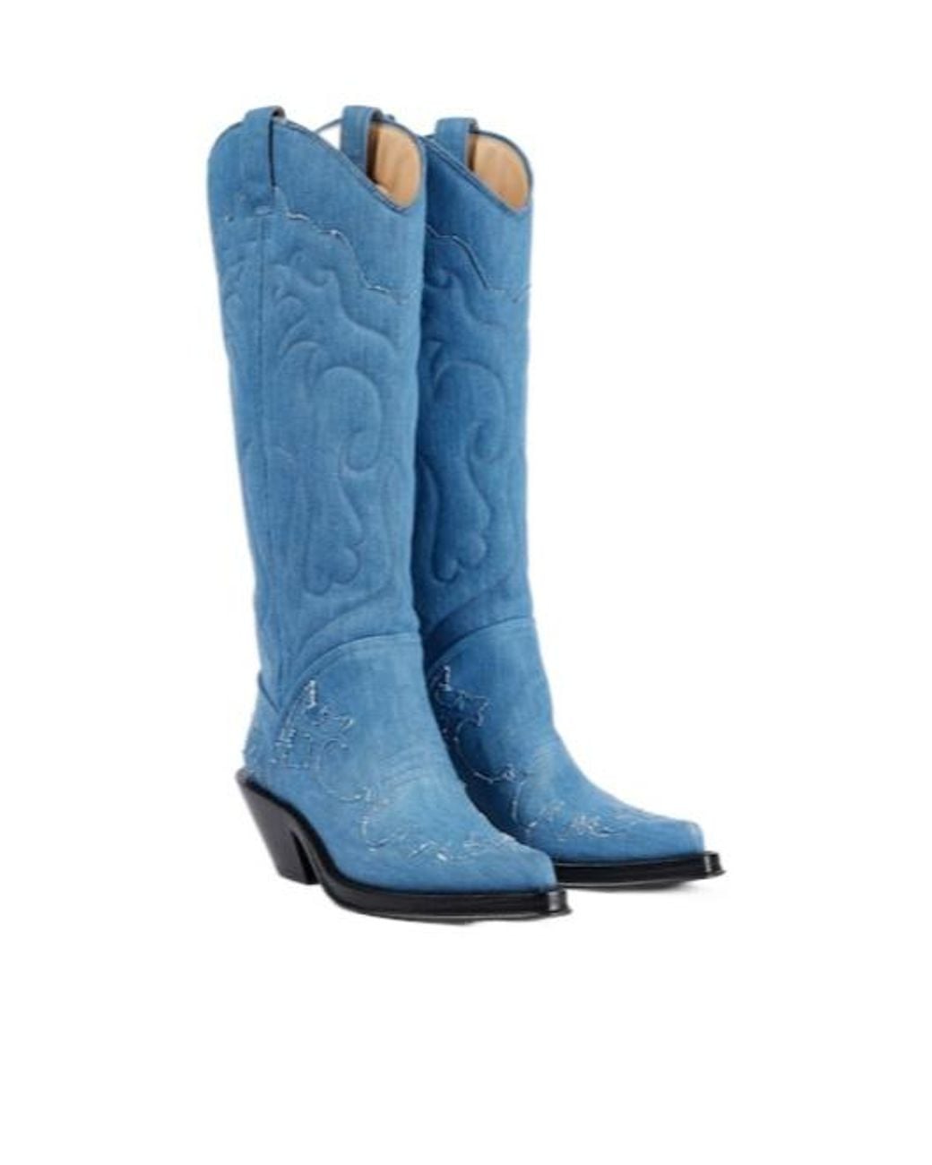 Gabriela Hearst Blue Capitana Cowboy Boots