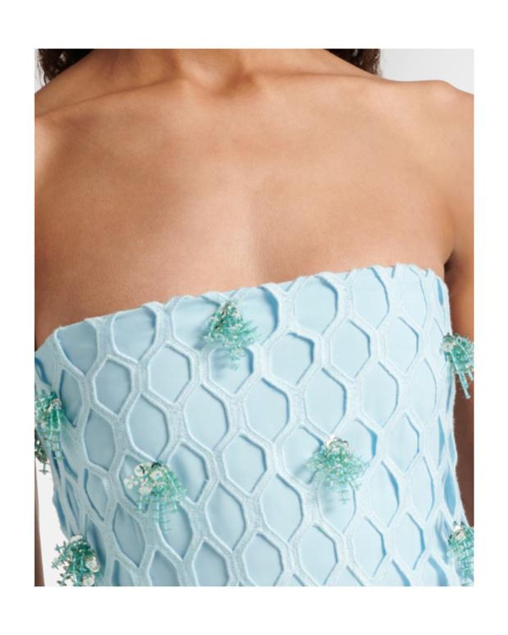 Jonathan Simkhai Blue Iridessa Sequined Bustier Gown