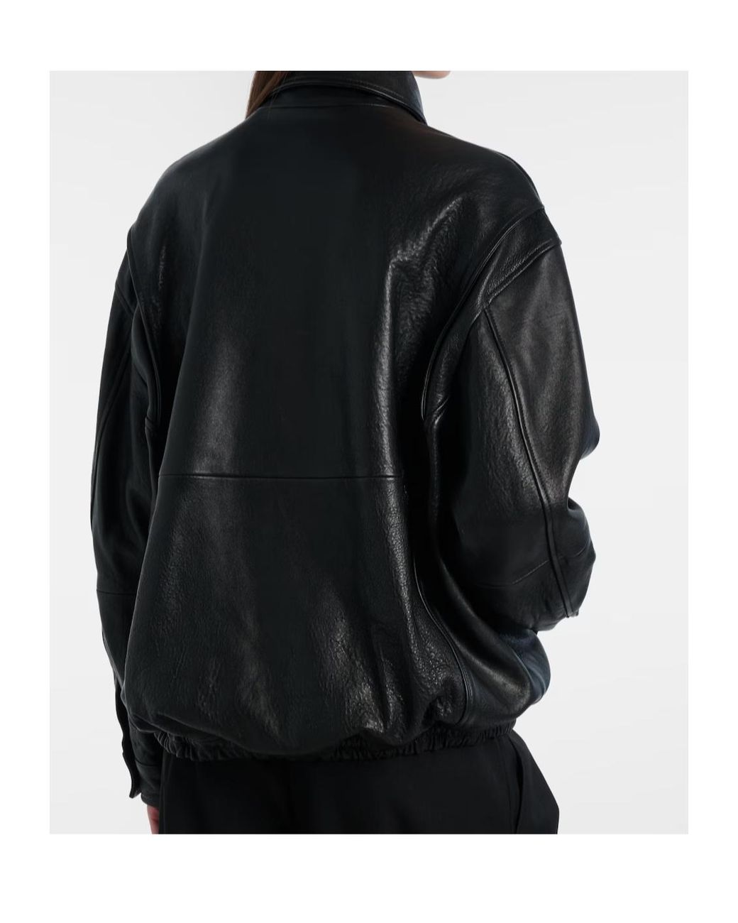 Nour Hammour Black Long-Sleeved Leather Jacket
