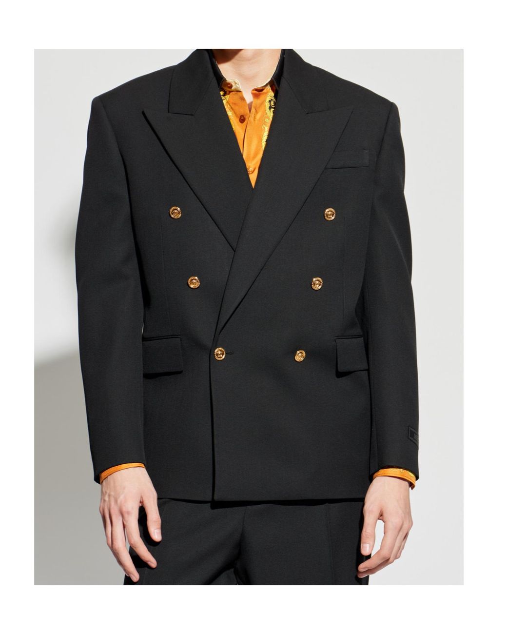 Versace Black Double-Breasted Tailored Blazer for men