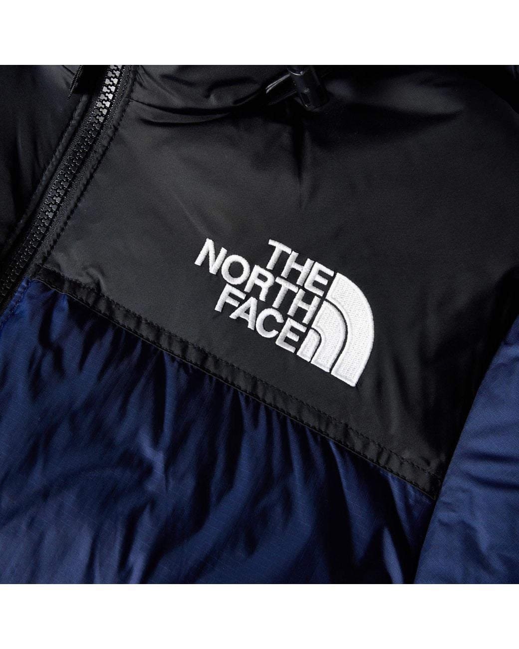 The North Face Blue Retro Nuptse Water Resistant Goose Down Short Puffer Jacket