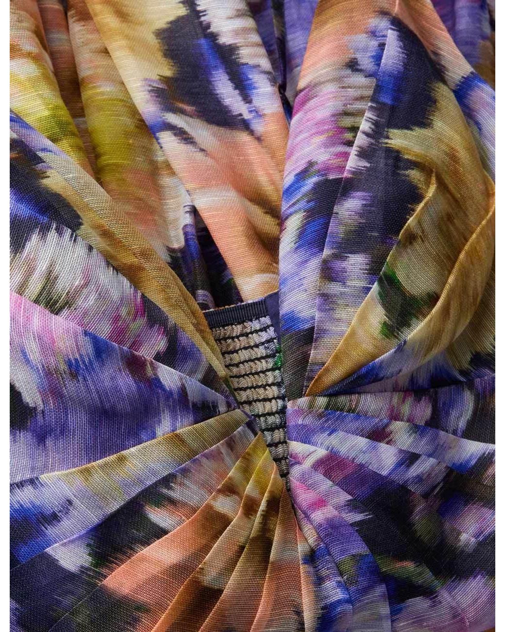 Zimmermann Blue Pleated Floral Mini Dress
