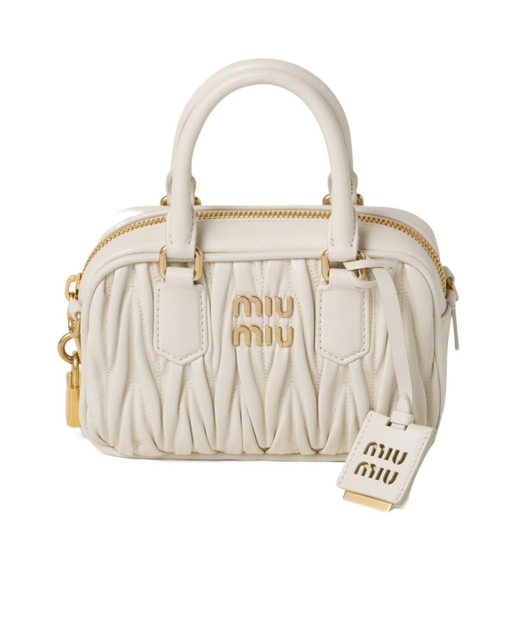 Miu Miu Natural Arcadie Matelassé Nappa Leather Bag