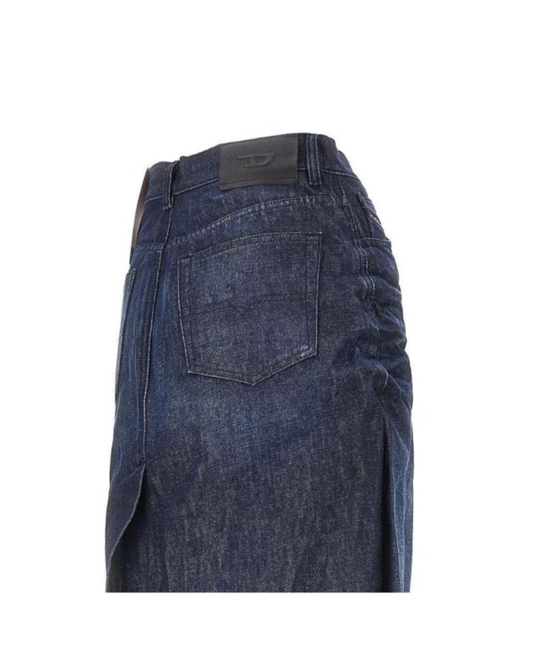 DIESEL Blue Back Slit Midi Skirt