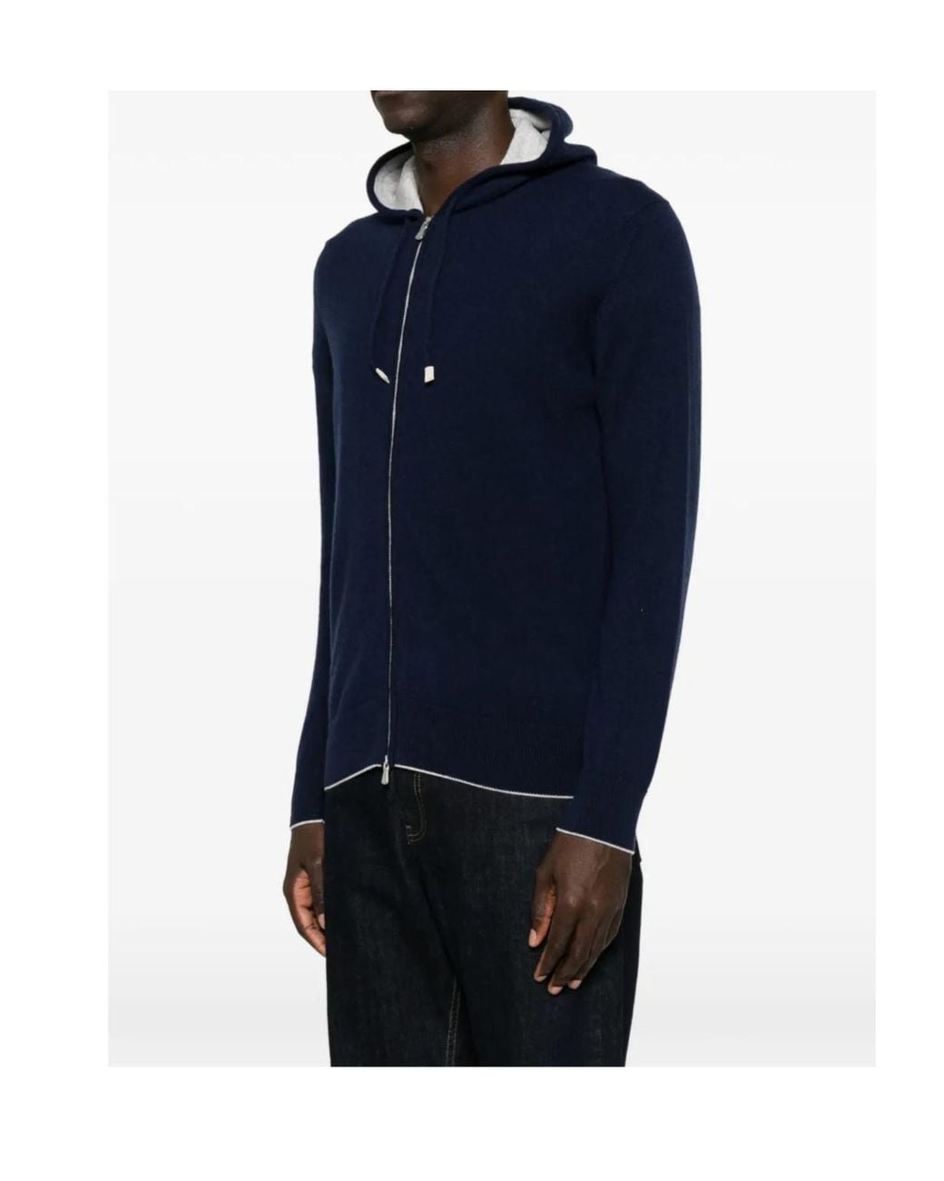Eleventy Blue Zip-Up Hooded Sweater for men