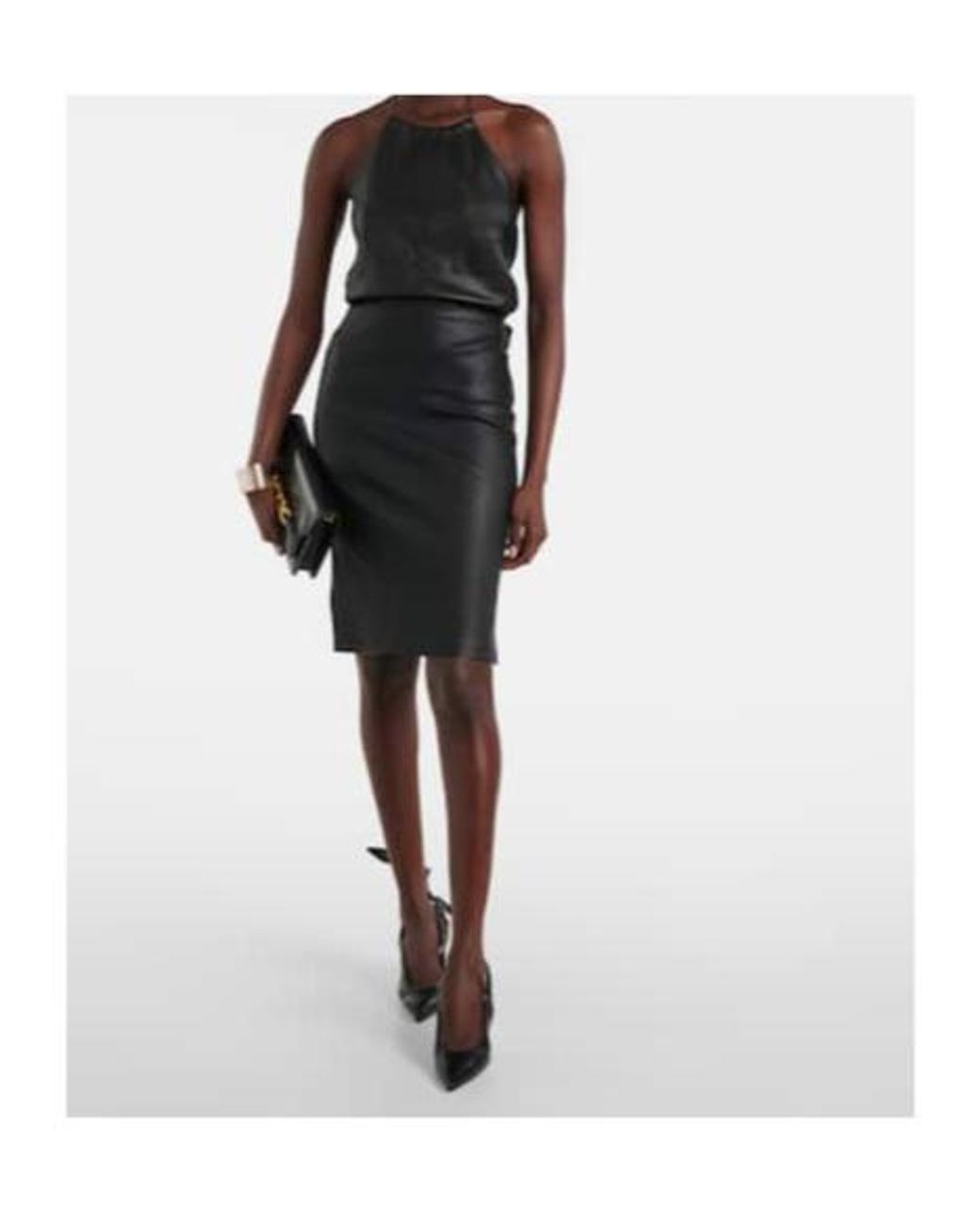 Stouls Black Gin Leather Midi Skirt