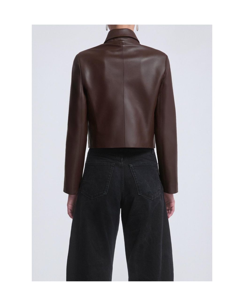 Nour Hammour Brown Long-Sleeved Leather Jacket