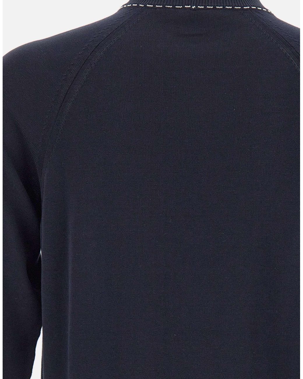 Eleventy Blue Contrast Stitch Knitted Sweater for men