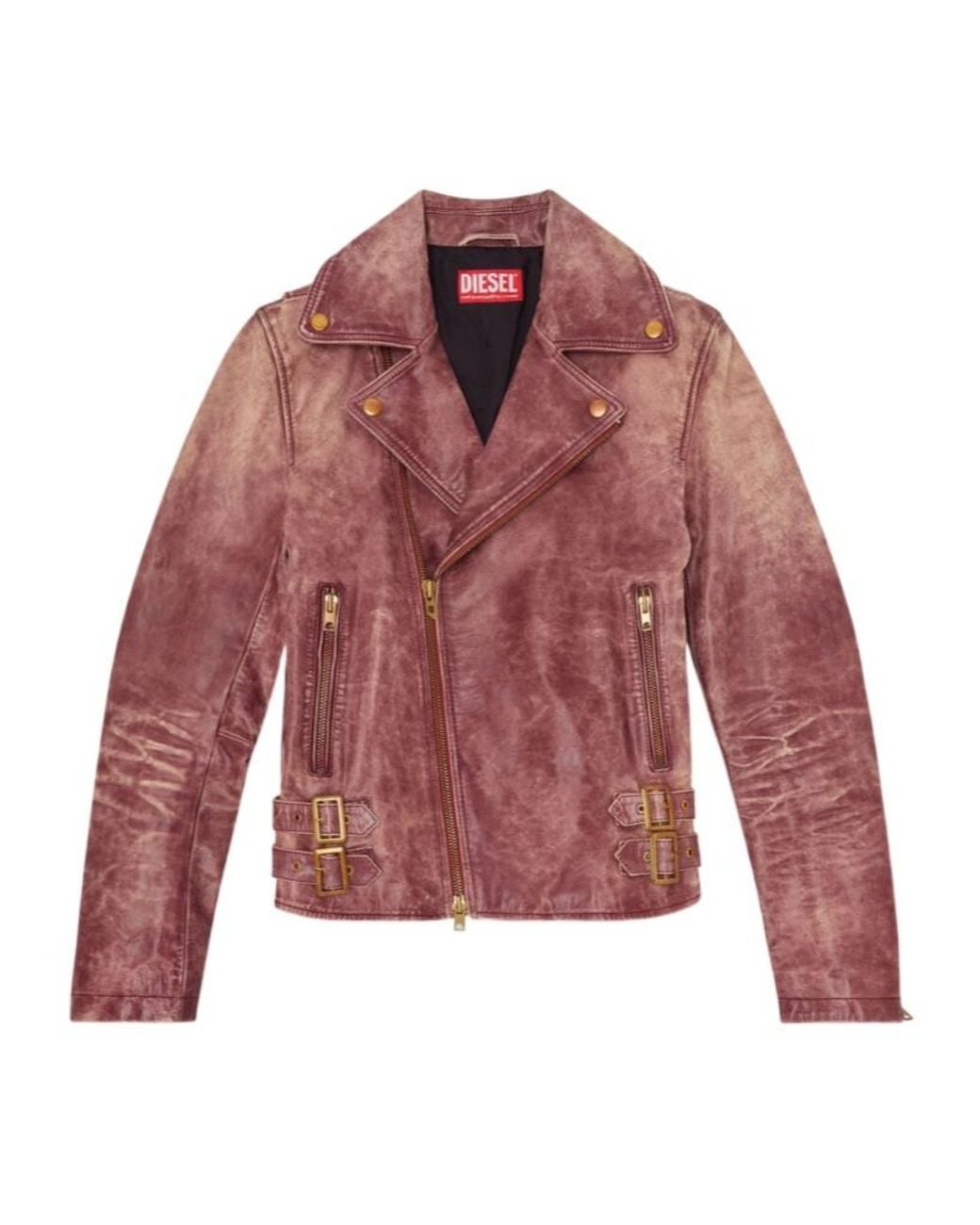 DIESEL Red L Eon Cjcm Biker Leather Jacket for men