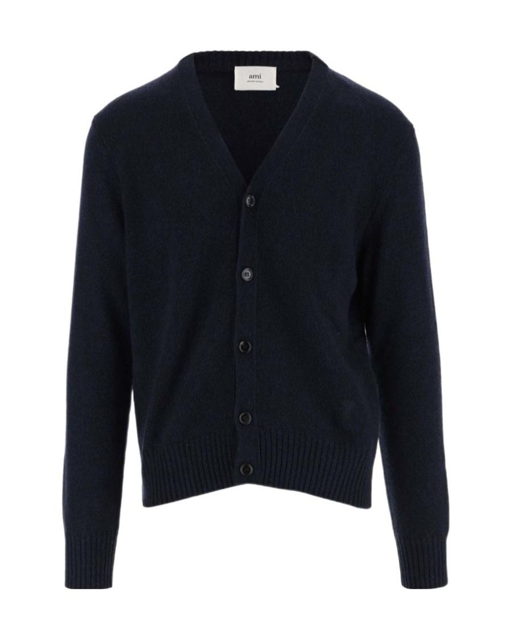 AMI Blue V-Neck Buttoned Cardigan for men