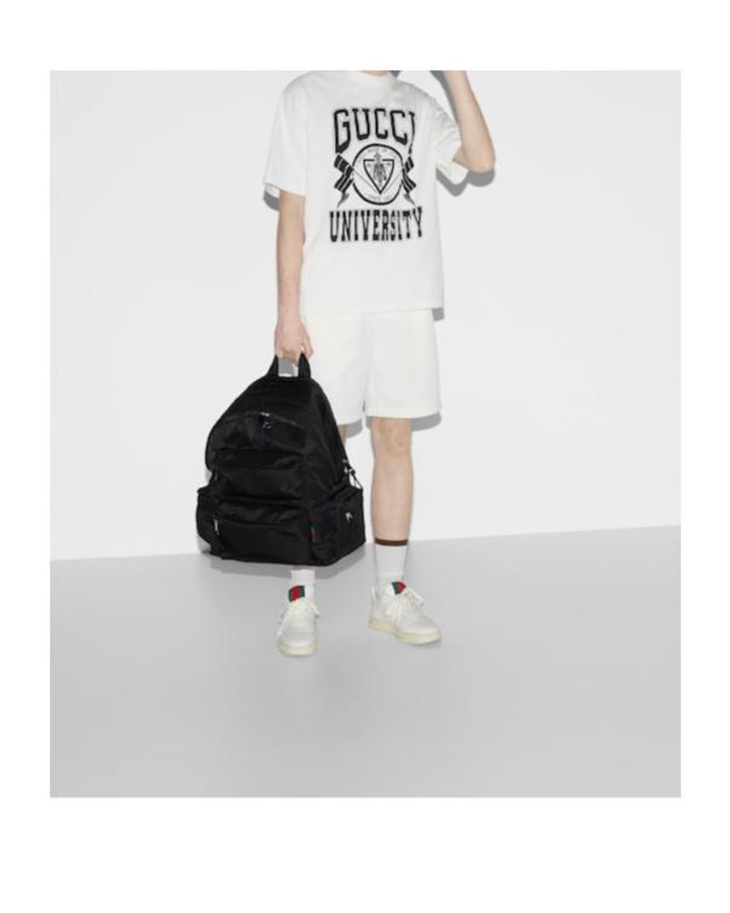 Gucci White Logo Printed Crewneck T-Shirt for men