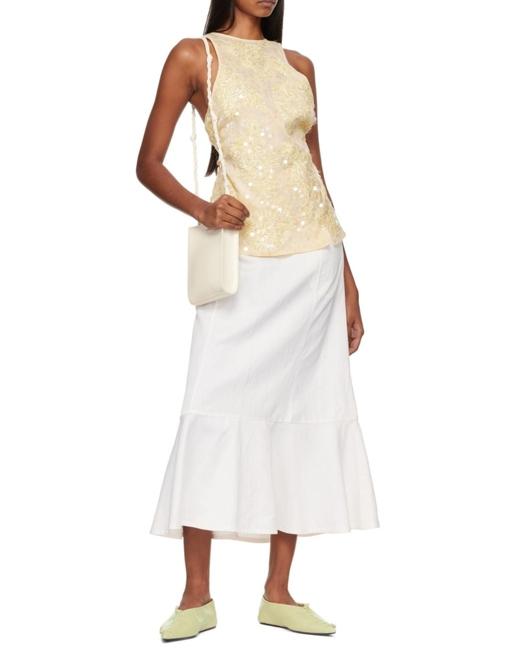 Jil Sander White Tangle Small Shoulder Bag