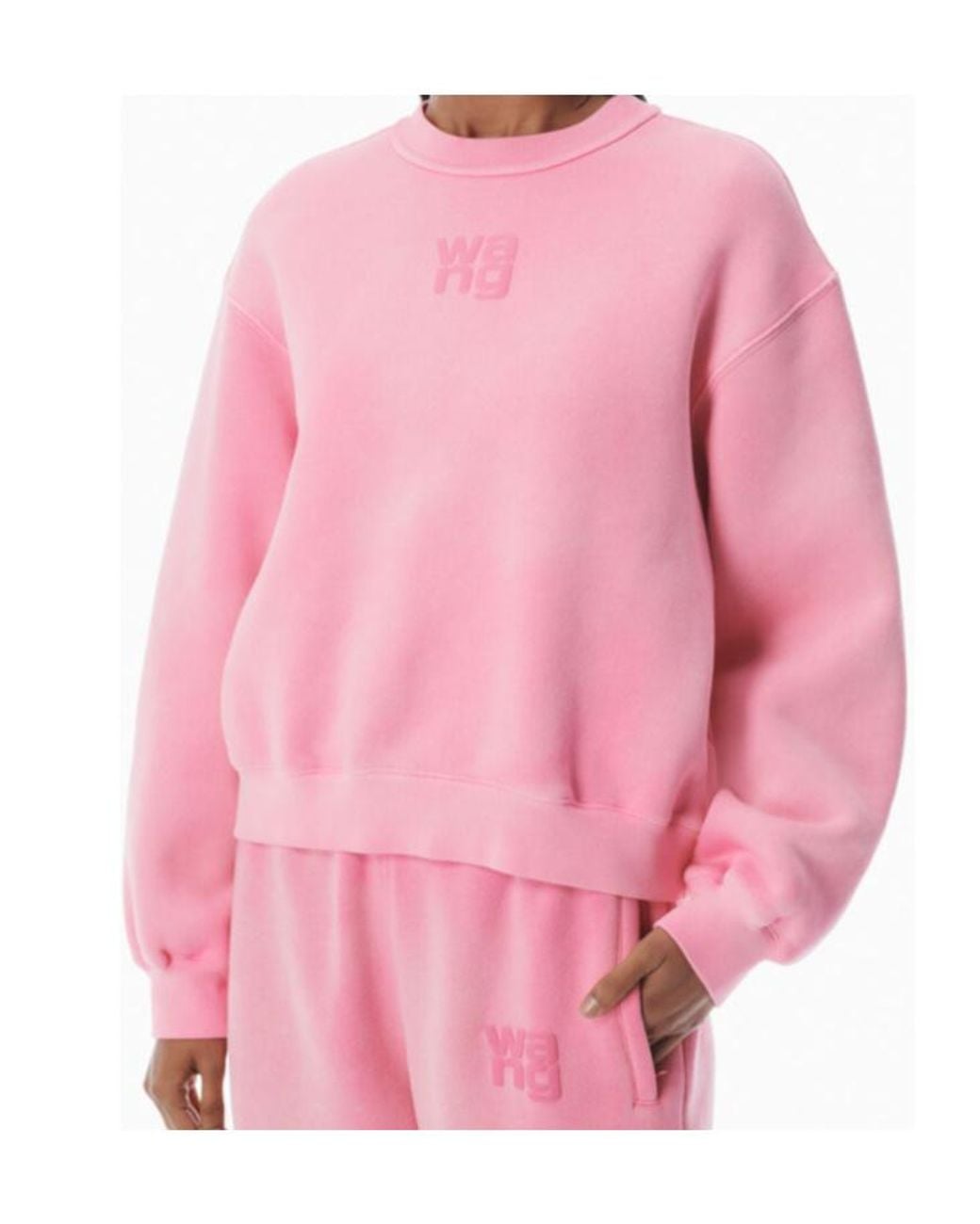 Alexander Wang Pink T By Logo Embossed Crewneck Sweatshirt