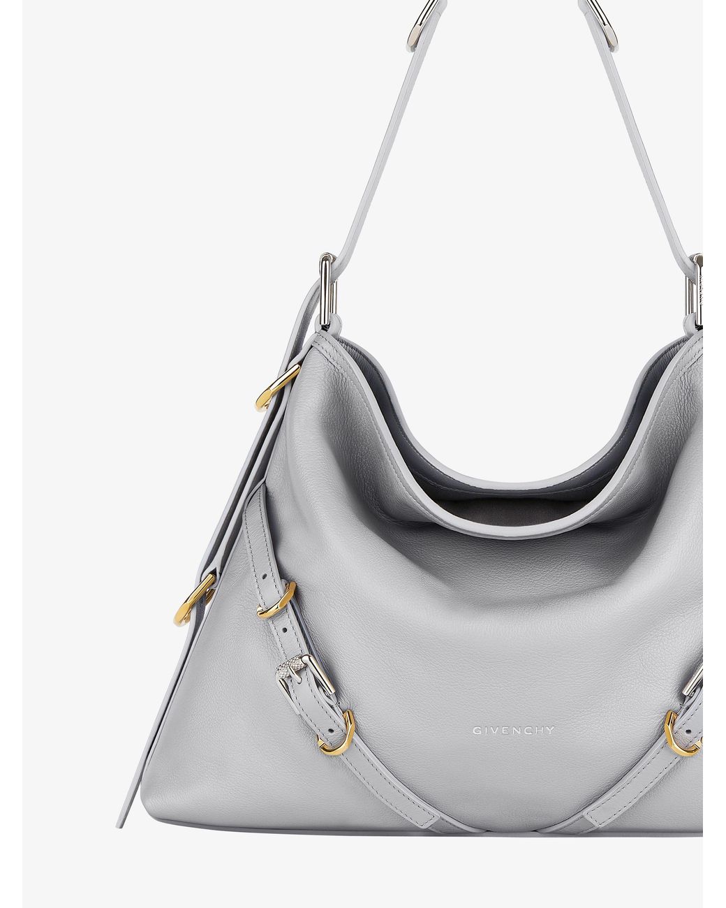 Givenchy Gray Voyou Logo Detailed Medium Shoulder Bag