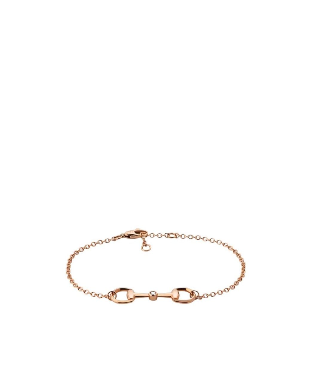 Gucci White Horsebit Diamond 18K Chain Bracelet for men