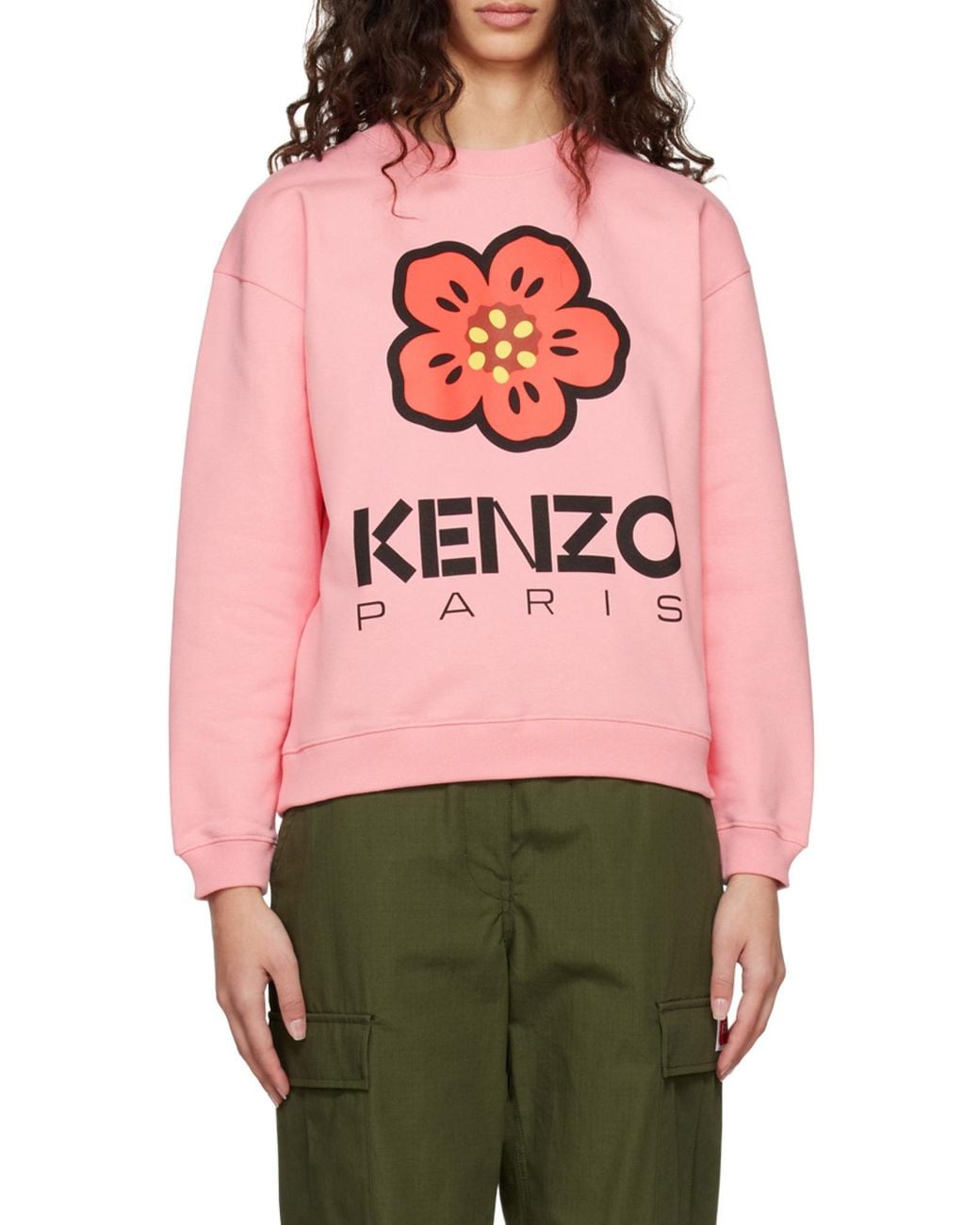 KENZO Pink Logo Printed Crewneck Sweatshirt