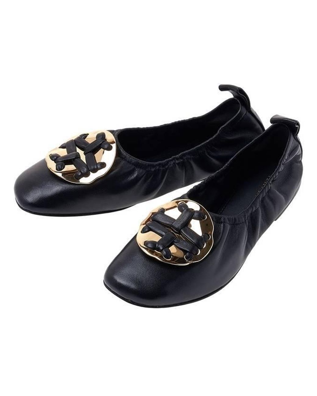 Tory Burch Blue Woven Double T 10Mm Ballerina Shoes