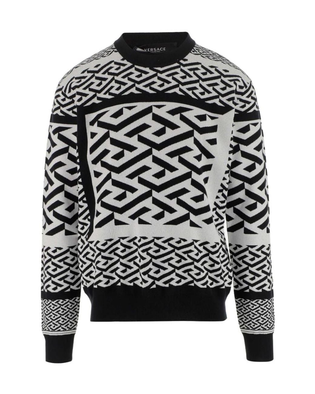 Versace Black La Greca Knitted Jumper for men