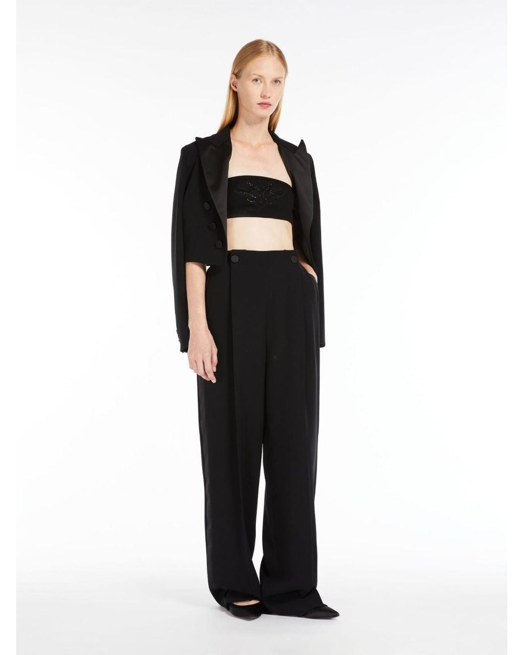 Max Mara Black Embroidered Lingerie Top